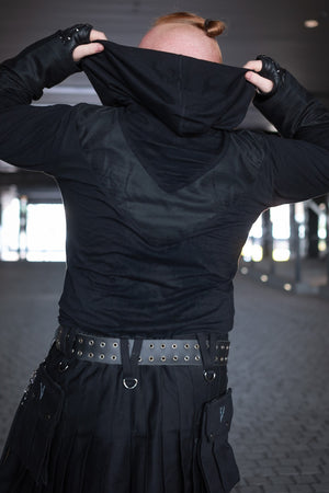 Model is 225lbs, 5'9" and wearing an XL