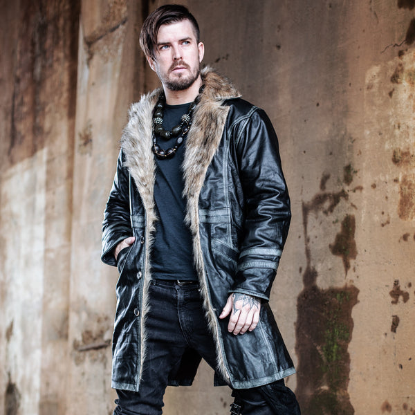 Men's Havok Coat - Antique Black with Tan Fur