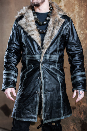 Men's Havok Coat - Antique Black with Tan Fur