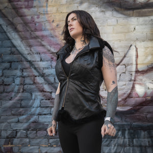 Yin Vest - Classic Black w/ Black Fur, Size Large