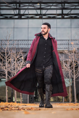 Skyfall Coat - Black & Burgundy - Discontinued Colorways