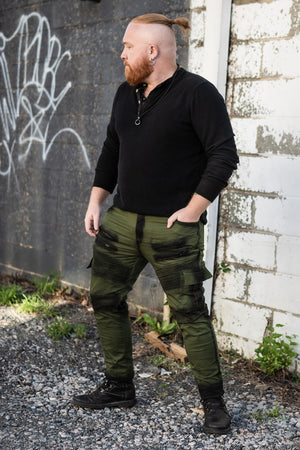 Men's Havok Stretch Jeans - Olive Green with Black Wax