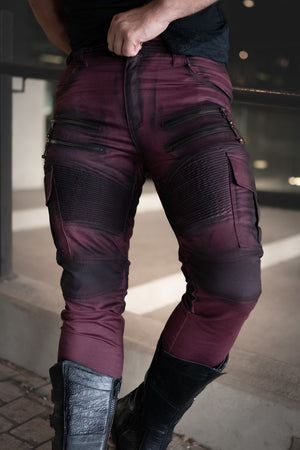 Men's Havok Stretch Jeans - Burgundy with Black Wax