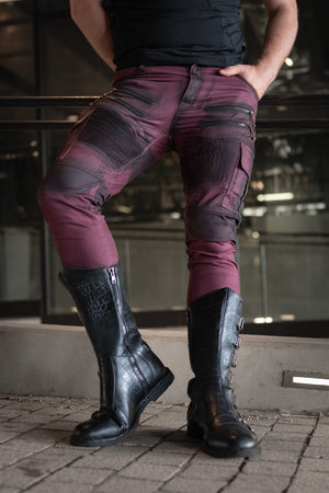 Men's Havok Stretch Jeans - Burgundy with Black Wax